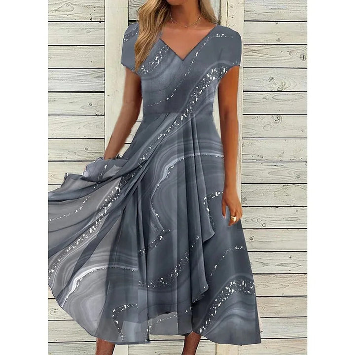 Selena | Damen Kleid Midi Weit Rock