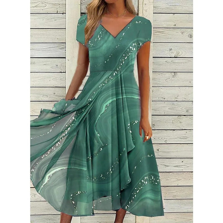 Selena | Damen Kleid Midi Weit Rock