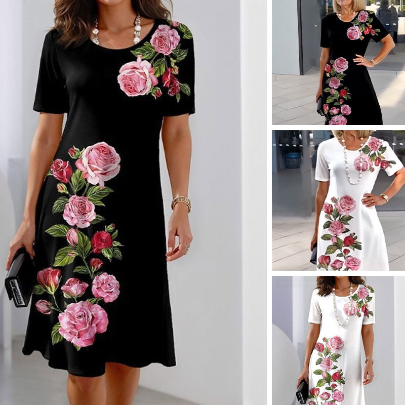 Irene | Damen Kleid Florales Rundhals Kleid