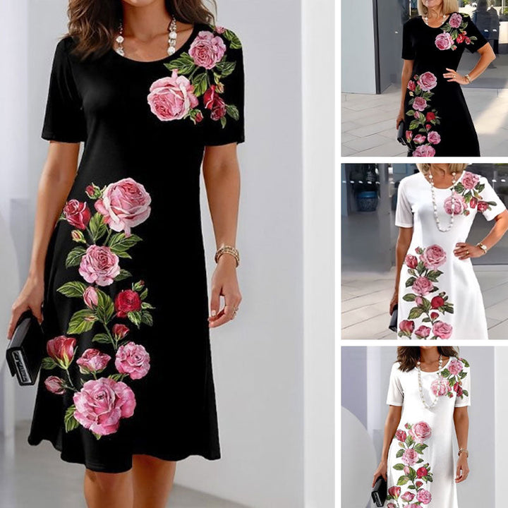 Irene | Damen Kleid Florales Rundhals Kleid