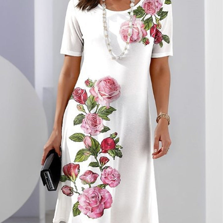 Irene | Damen Kleid Florales Rundhals Kleid