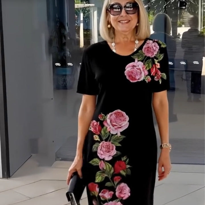 Irene | Damen Kleid Florales Rundhals Kleid